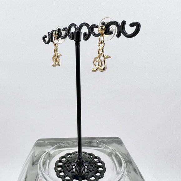 Sweet Little Musical Note Shiny Gold Tone Post Earrings - Picture 3 of 5